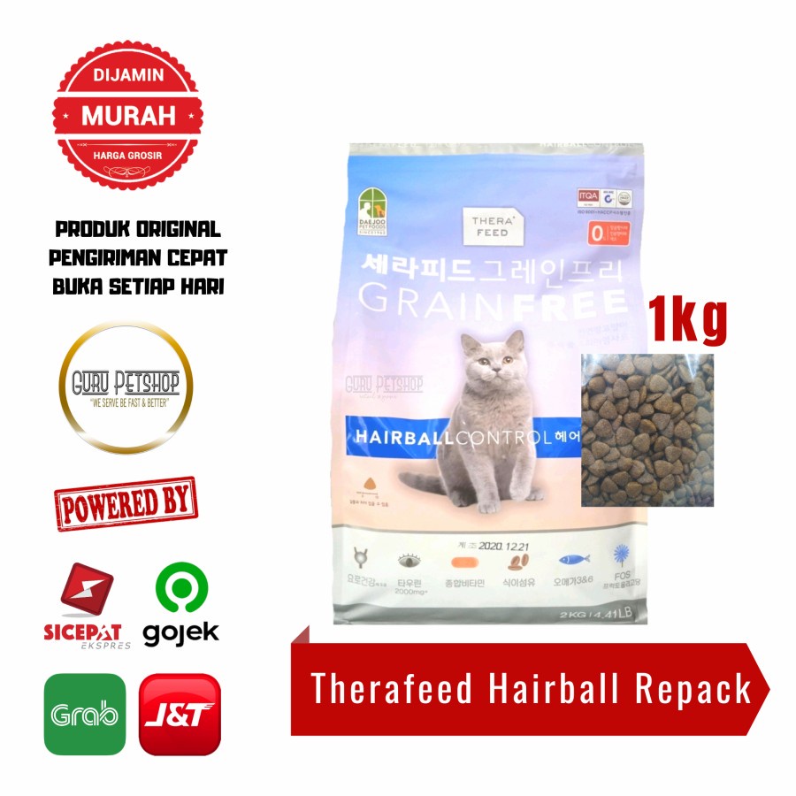 Makanan Kucing Therafeed Hairball Control 1kg Grainfree