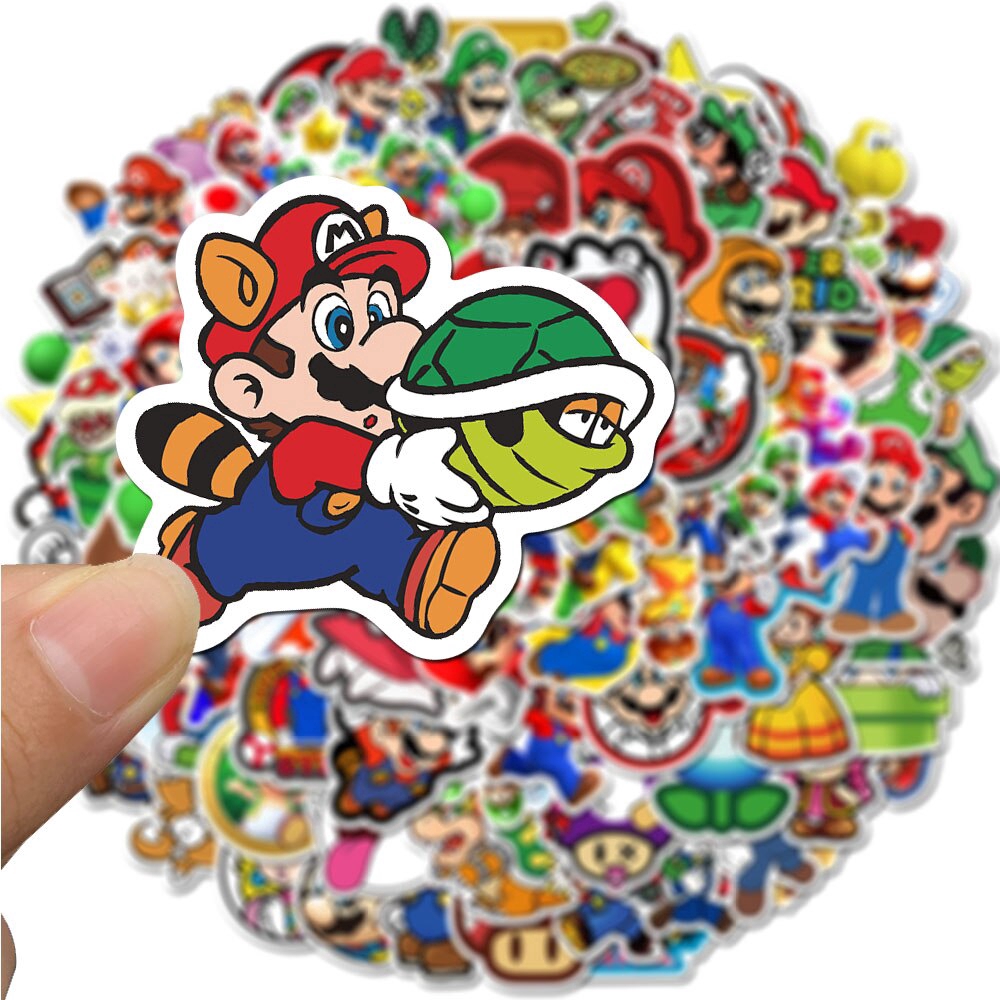 50/100 PCS Cartoon Super Mario Stickers For Chidren Kids Toy Waterproof Sticker to DIY Laptop Bicycle Helmet Car Decals