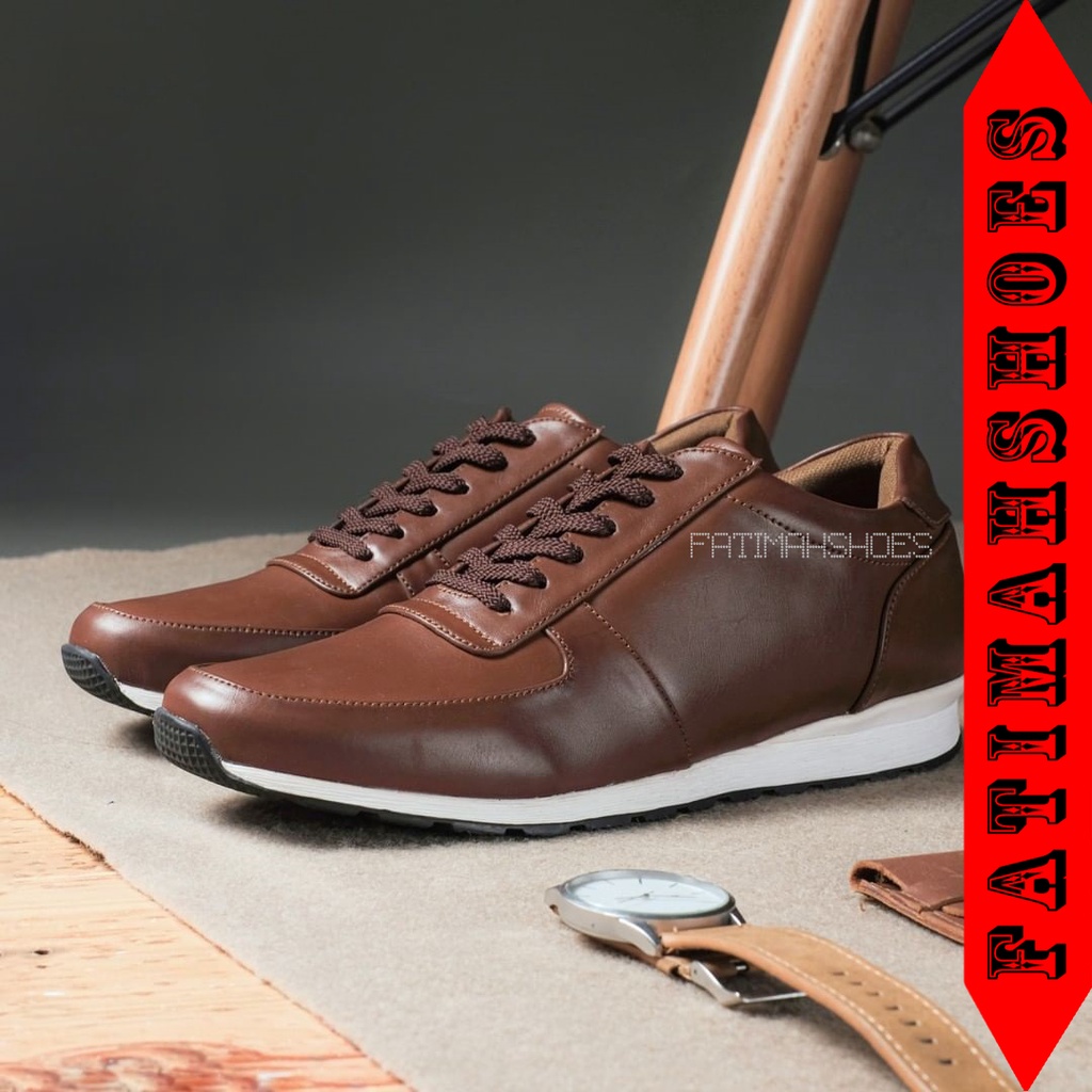 Sepatu Sneakers Original Kasual Fashion Pria FATIMAHSHOES Kulit Pu Sepatu Kets