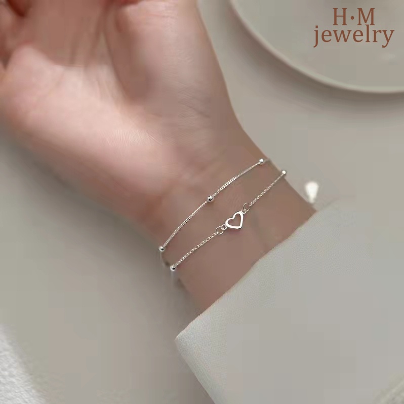 Gelang Double Layer Bentuk Hati Untuk Wanita