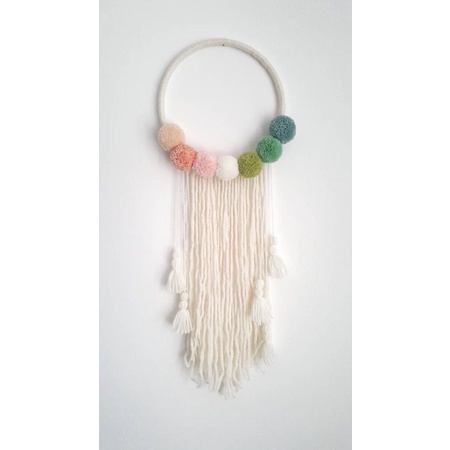 (READY STOK) hiasan dnding pom pom bulat/ macrame wall hanging (HD 161)