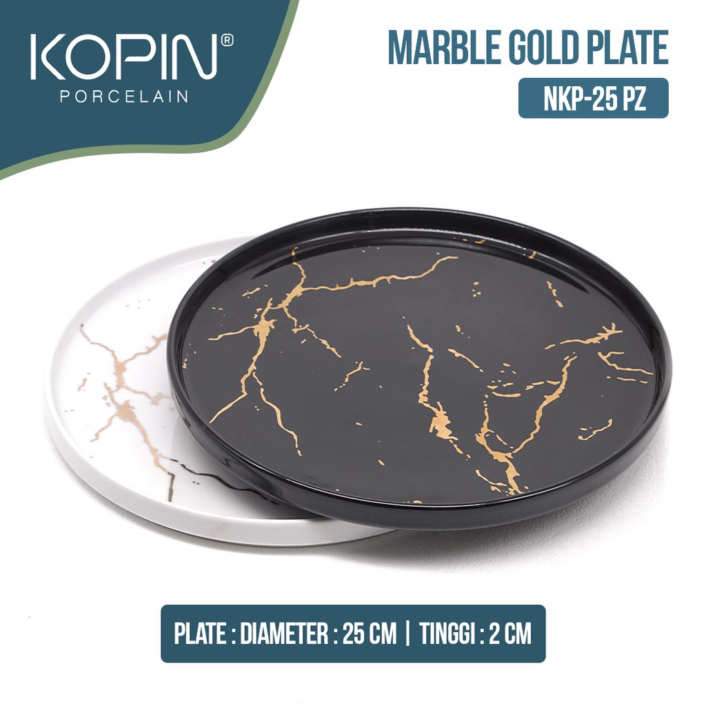 PIRING/PLATE MARBLE GOLD Porcelain 25cm I KOPIN