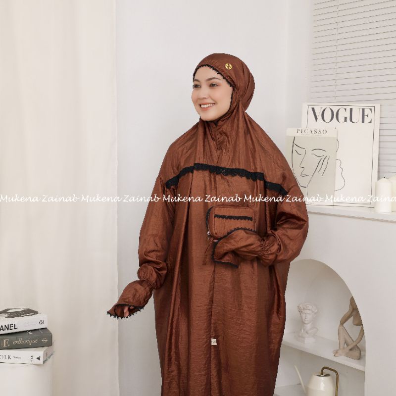 mukena terusan parasut traveling Fatimah