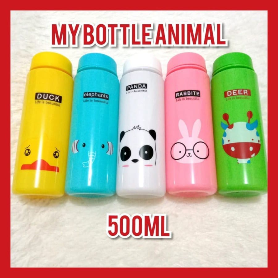 ~ PIYOSHI08 ~ Botol Minum Plastik Motif Animal 500ml BPA Free AF90