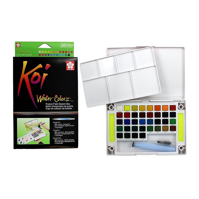 

Sakura Koi water colors pocket field sketch kit 36 warna