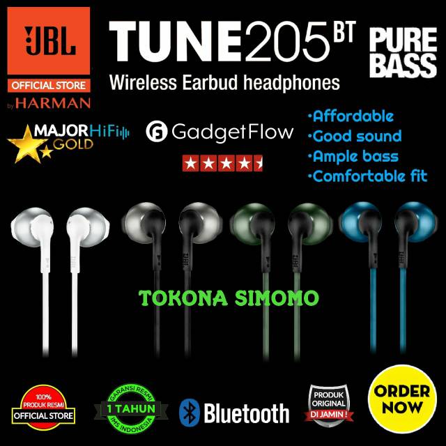 JBL TUNE 205BT / T205BT / T205 BT Bluetooth Earphones