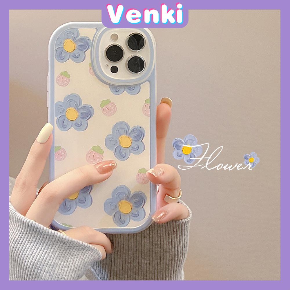 iPhone Case Silicone Soft Case Clear Case Thickened Airbag Shockproof Camera Full Coverage Protection Blue Flowers Cute For iPhone 13 Pro Max iPhone 12 Pro Max iPhone 11 7 Plus