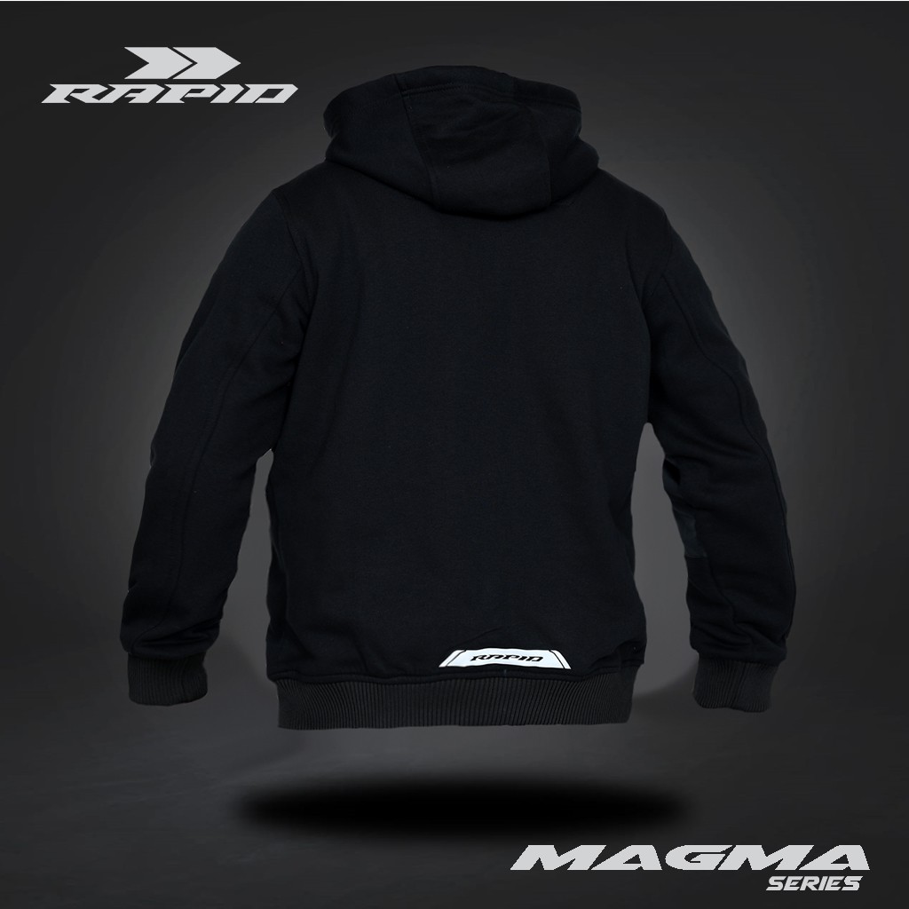 Jaket motor Hoodie pria resleting RAPID MAGMA  zipper bahan fleece katun premium tebal