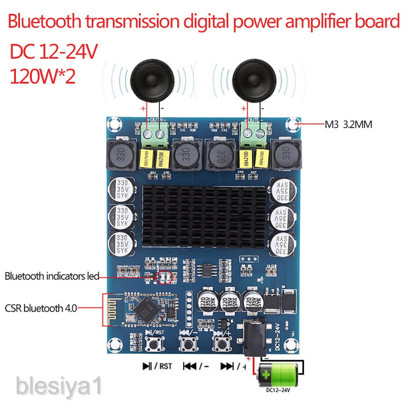 TPA3116D2 120W*2 Wireless Bluetooth 4.0 Audio Receiver Digital Amplifier Board