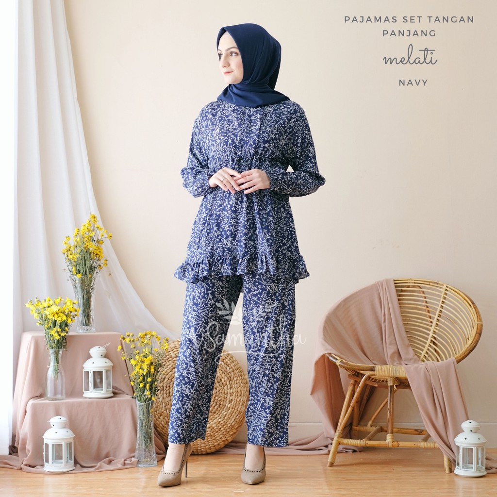 vSamantha - Pajamas Set / Piyama Set Muslim Rayon Rempel Busui Friendly - Tangan Panjang-8