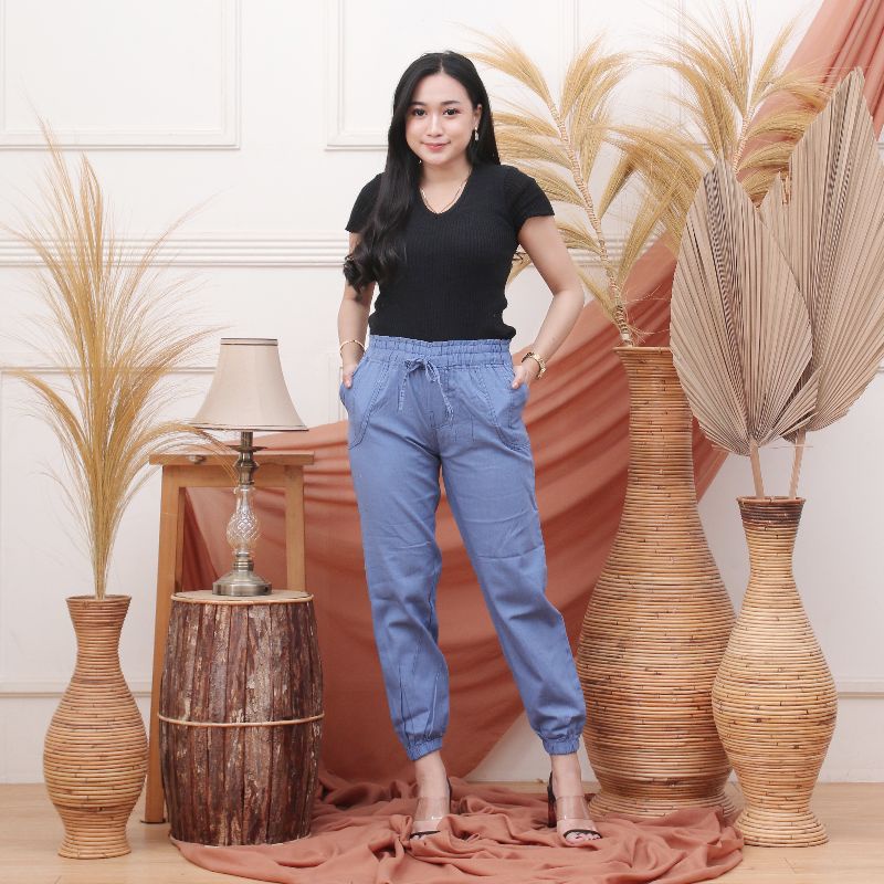 CELANA PANJANG WANITA JOGER SEMI JEANS