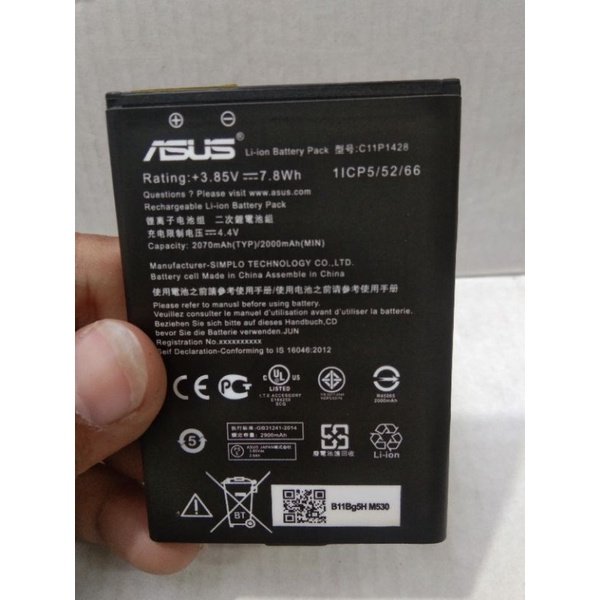 Baterai Batere Batre Asus C11P1428 For Asus Z00RD/Zenfone 2 Laser 5"