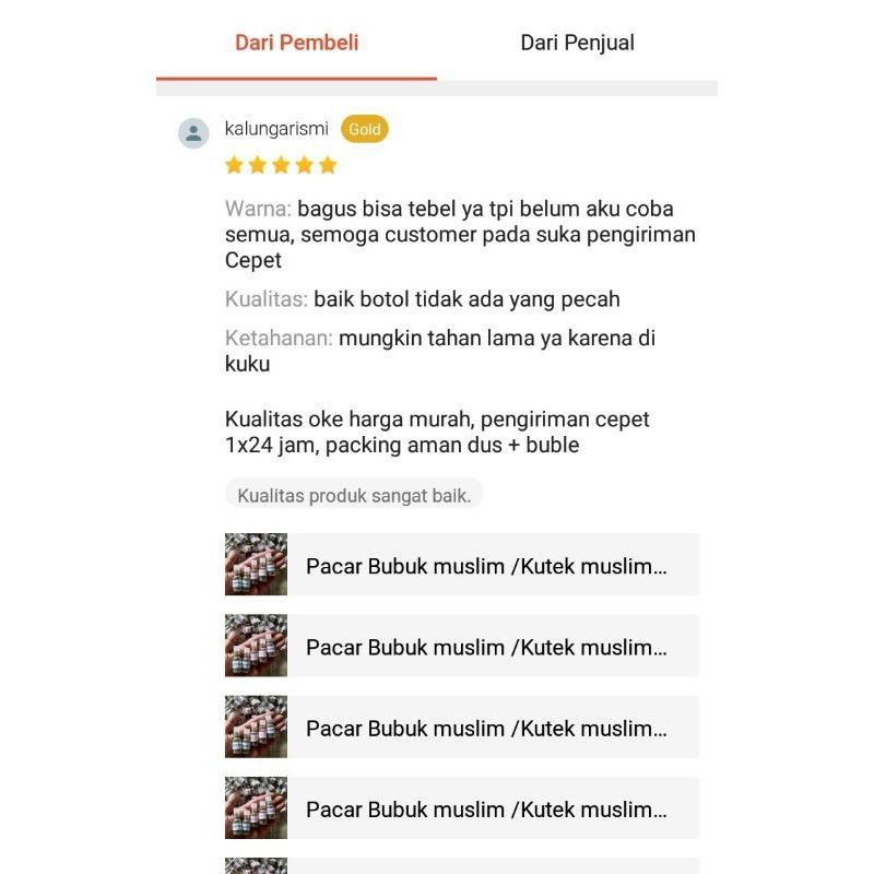 Paket Hemat 150pcs kutek Bubuk muslim 5warna(bisa pilih warna)