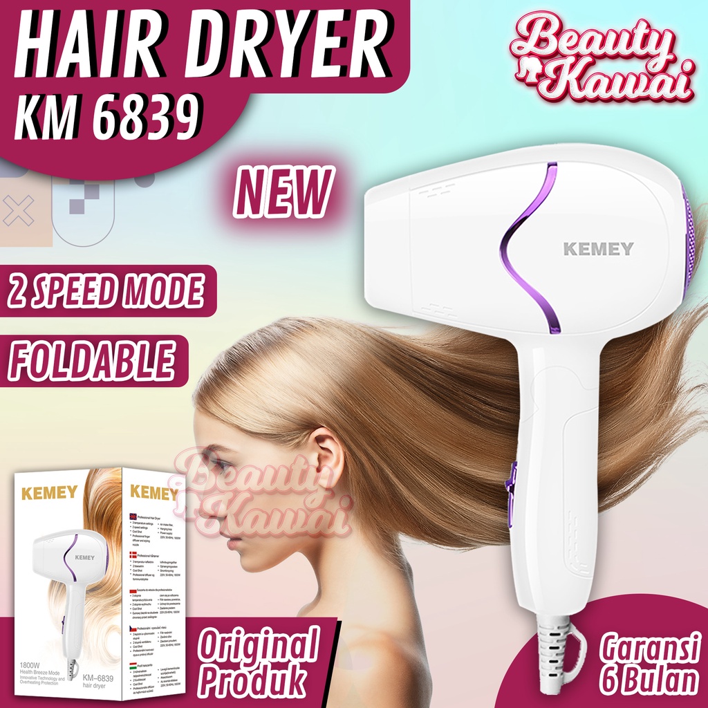 Hair Dryer Rambut Wanita Kemei KM-6839 Hair Care 1800 W