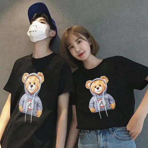 [littlecrab] Kaos Oversize Teddy Bear Cute Moschino Beruang Kaos Lucu Berkualitas T-shirt Bear Tali Korean Style