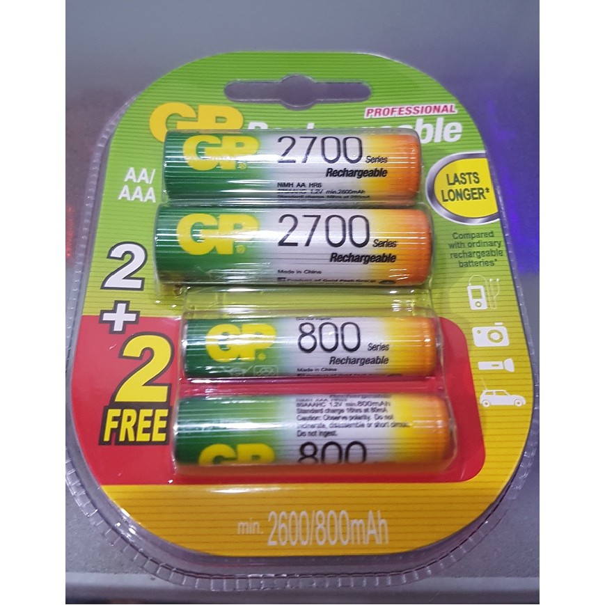 GP 2700mah AA + 800 mah AAA, GP baterai, GP Battery