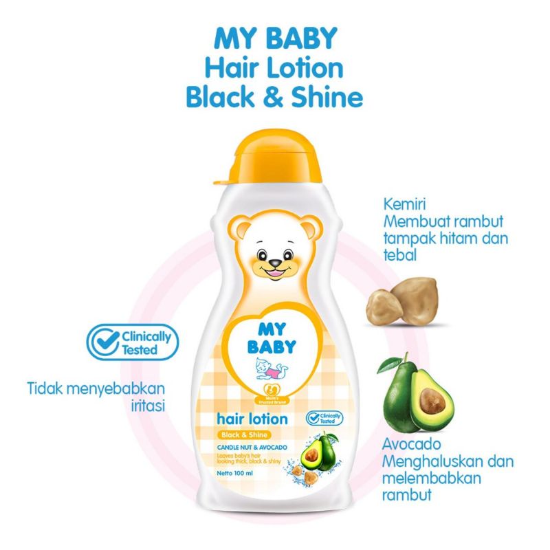 My Baby Hair Lotion Candlenut Avocado 100ml Black Shine - Losion Rambut Bayi Minyak Kemiri &amp; Alpukat