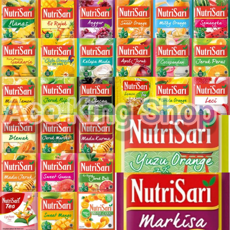 

Nutrisari Aneka Rasa 1 Renceng isi 10 Sachet