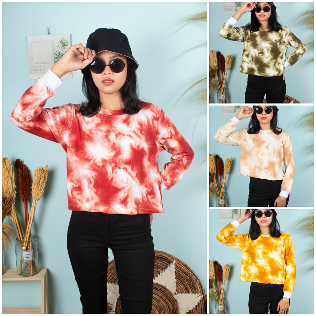 FORTGLASS LADIES CLEO SWEATER CROP BASIC WANITA MOTIF TIE DYE