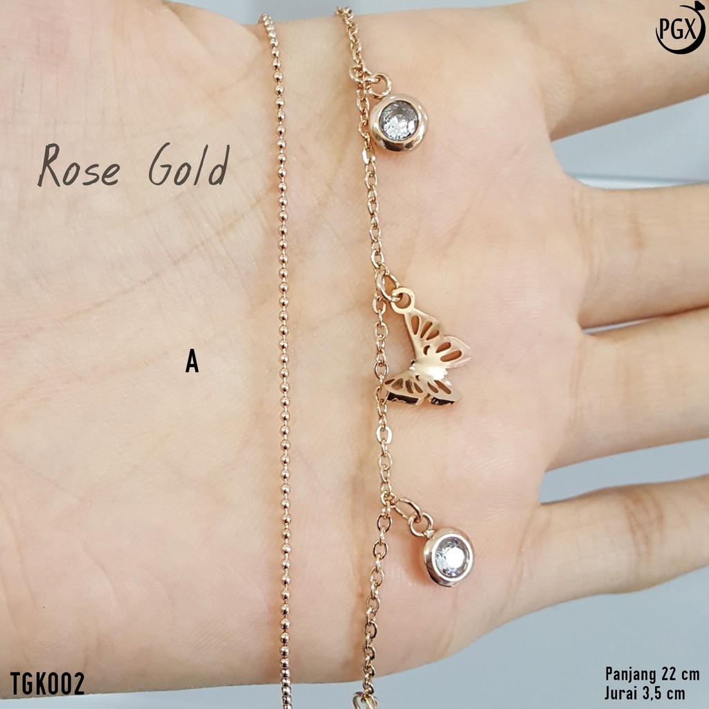 PGX Gelang Kaki Titanium Wanita Anti Karat Aksesoris Fashion Perhiasan Premium - TGK002