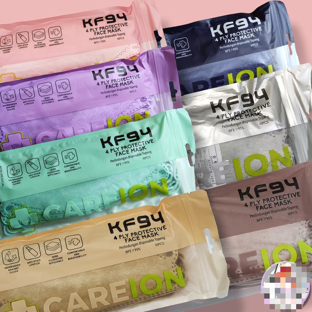 MASKER KF94 ISI 10pc MASKER KF94 MASKER 4D MASKER KF94 KOREA 4ply KF94 - Masker KF94 Warna Soft Pastel Careion Pack isi 10