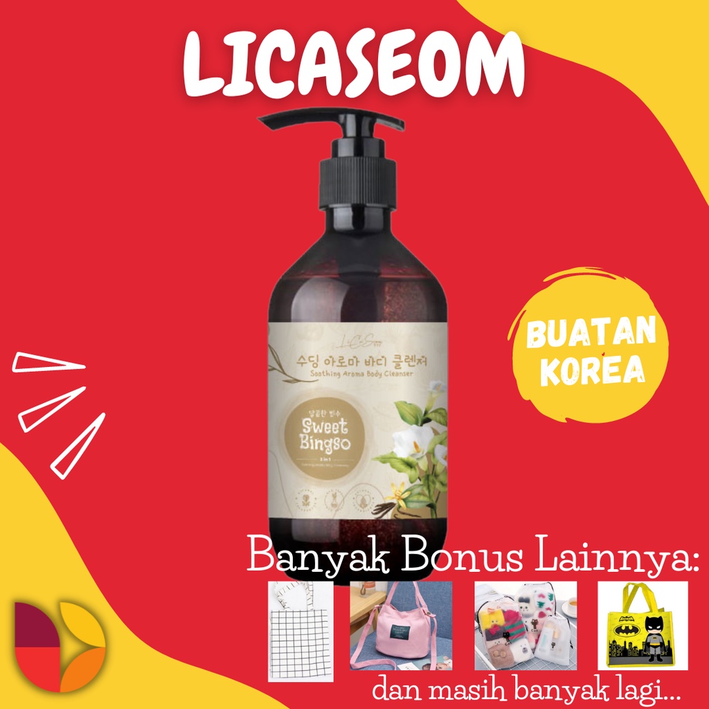 [CUCI GUDANG] LICASEOM Korea Body Cleanser BIG SIZE 500 Gram Soothing Aroma Body Cleanser Sweet Bingso