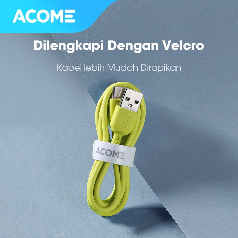 ACOME Kabel Fast Charging 100cm Varian Warna-Warni Trendy AEM-010 AEC-010 AEL-010 Garansi 1 Tahun