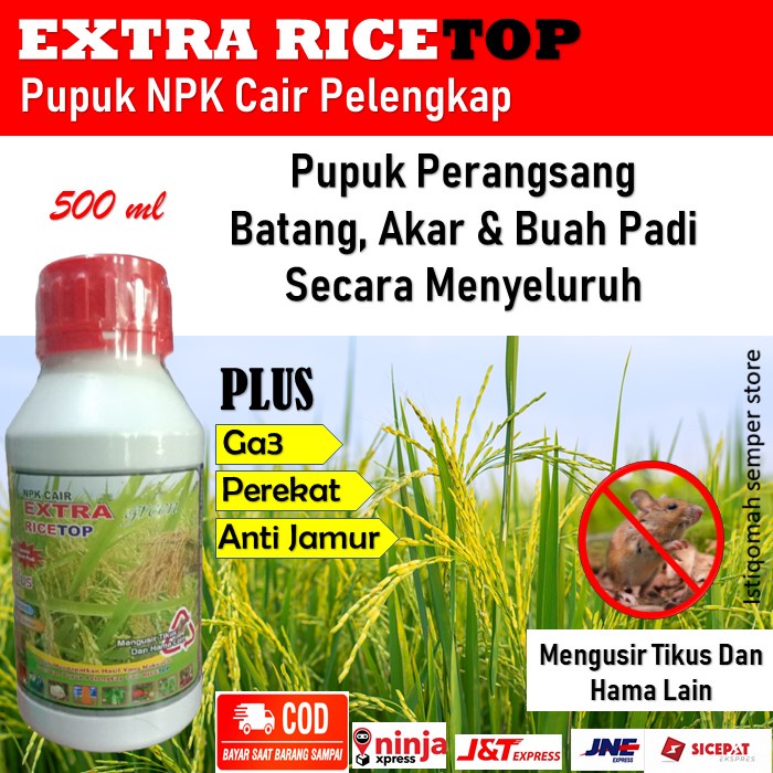 [NEW PRODUK] Pupuk Pelengkap Cair RICETOP 500 ML Obat perangsang Padi + Pupuk pengusir tikus Dan Ham