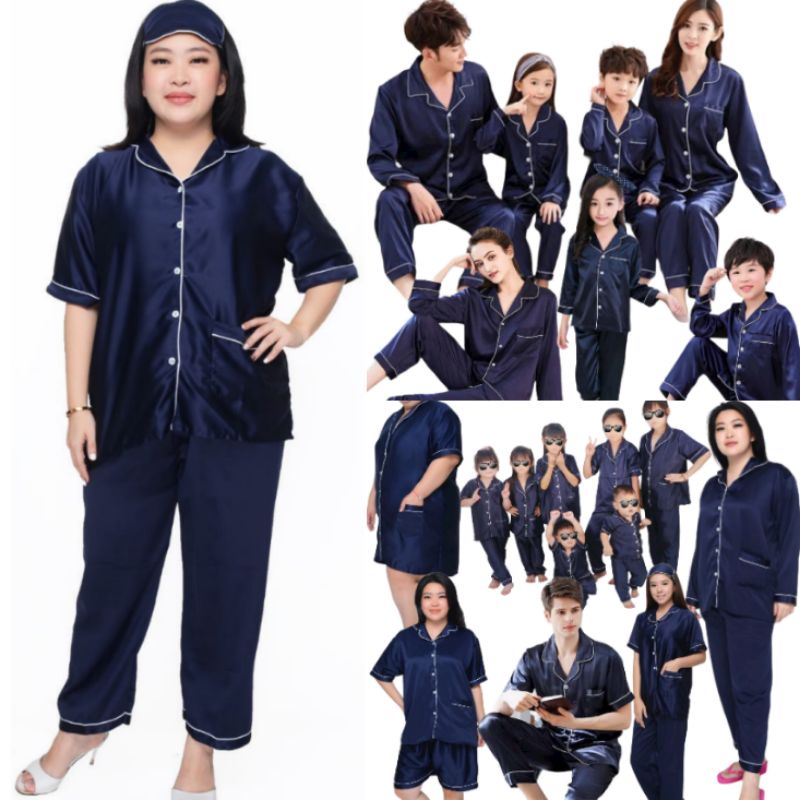 PIYAMA COUPLE NEVI/BAJU TIDUR SATIN SET KELUARGA