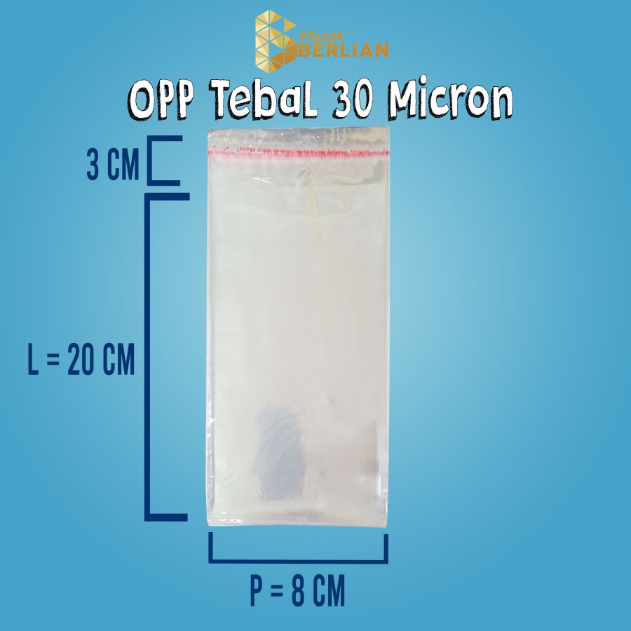 

8 X 20 cm Plastik OPP TEBAL 30 MICRON (100 lbr)