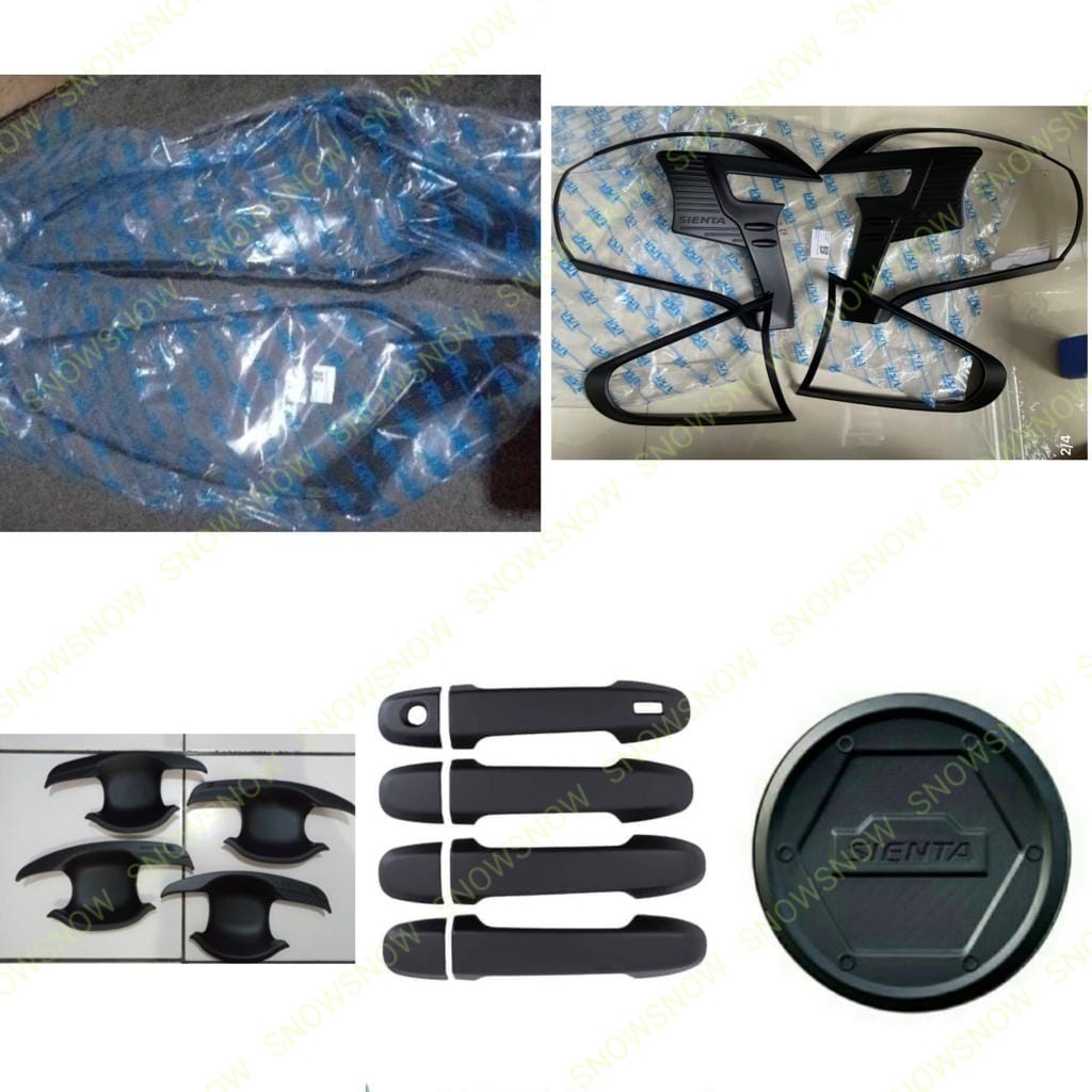 Paket Garnish Lampu Depan Belakang Outer Handle Tank Cover Sienta Hitam Chrome