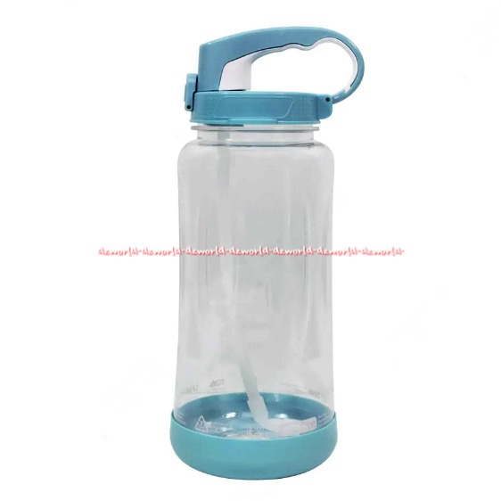 Kris Botol Minum dengan Sedotan Tangkai Pegangan 2L Drinking Bottle Drink with Handle Botol Minuman Bahan Plastik Warna Biru Hijau Blue Green