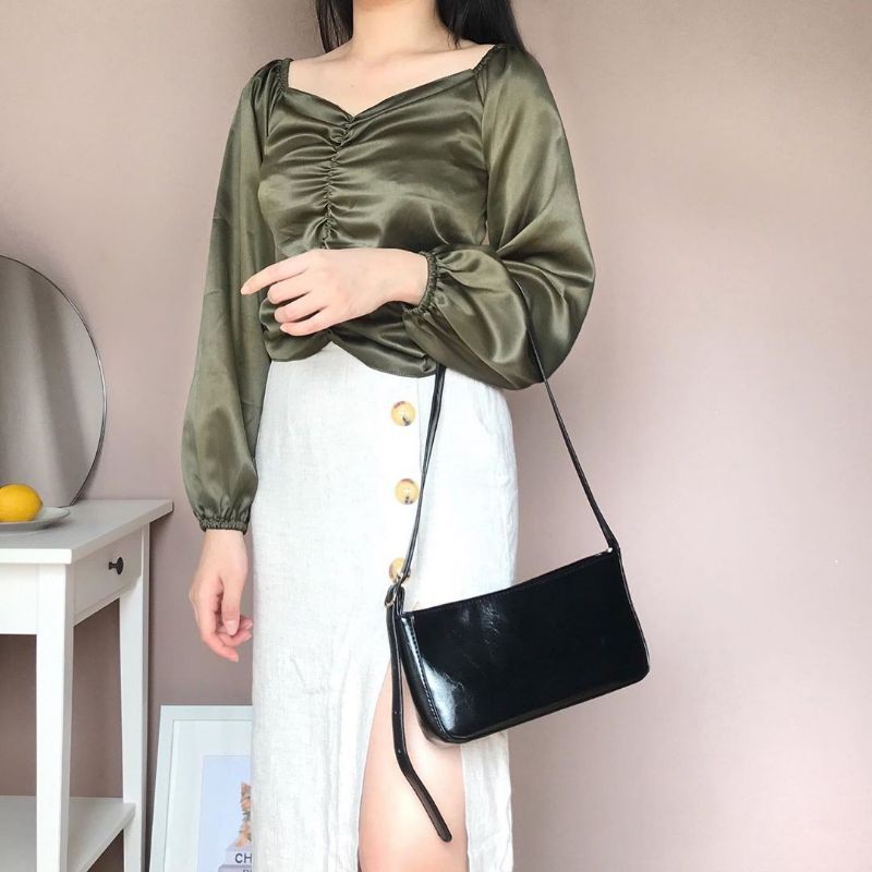 Blouse Wanita Alexandra Blouse Plus Size Atasan Wanita Sabrina Crop Top Big Size-2