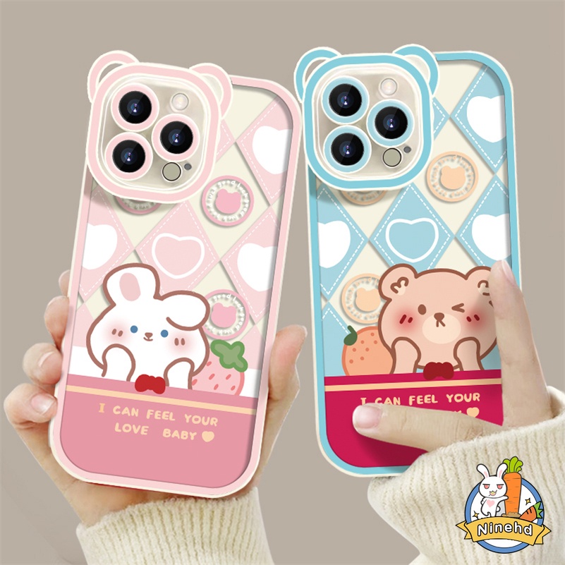 Soft Case Silikon Motif Kartun Beruang Kelinci Untuk iPhone 13 12 11 Pro Max X Xr Xs Max SE 2020 8 7 6 6s Plus