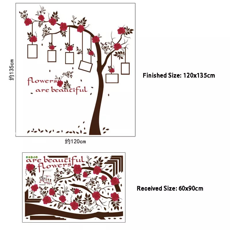 RELIZA WALL STICKER / STICKER DINDING POHON FOTO ROSE TREE FRAME WALLSTICKER SK9086