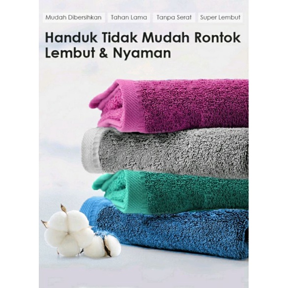 Handuk Polos DEWASA bahan Lembut ada striping di samping