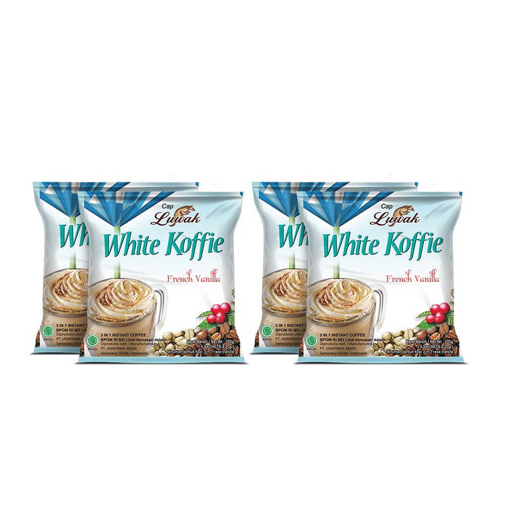 

Kopi Luwak White Koffie French Vanilla Bag 5x20gr - 4 Pcs