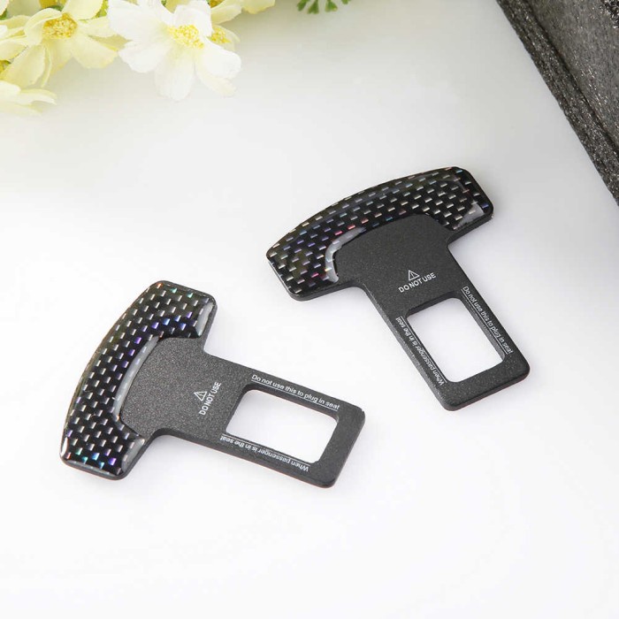 Seat Belt Carbon Buckle (Isi 2 Pcs) Buzzer Colokan Safety Stop Alarm