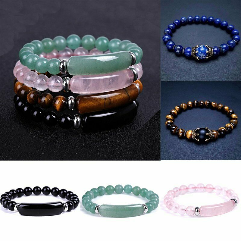 Gelang Manik-Manik Batu Alam Tiger Eye Elastis Untuk Wanita