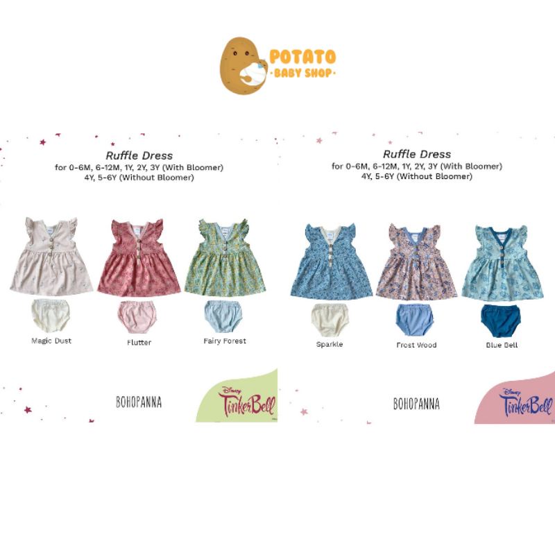 Bohopanna Ruffle Dress Print - Boho Baby Panna tinkerbell