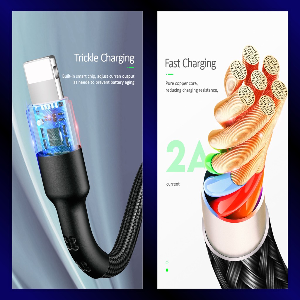 USAMS U26 Kabel Data Lightning/Iph Fast Charging 2A LED Indikator