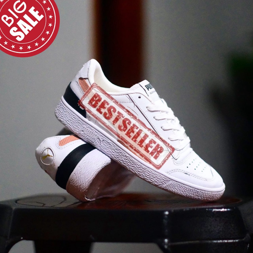 Sepatu Ralph Sampson White Peach Original OEM Sneakers Wanita