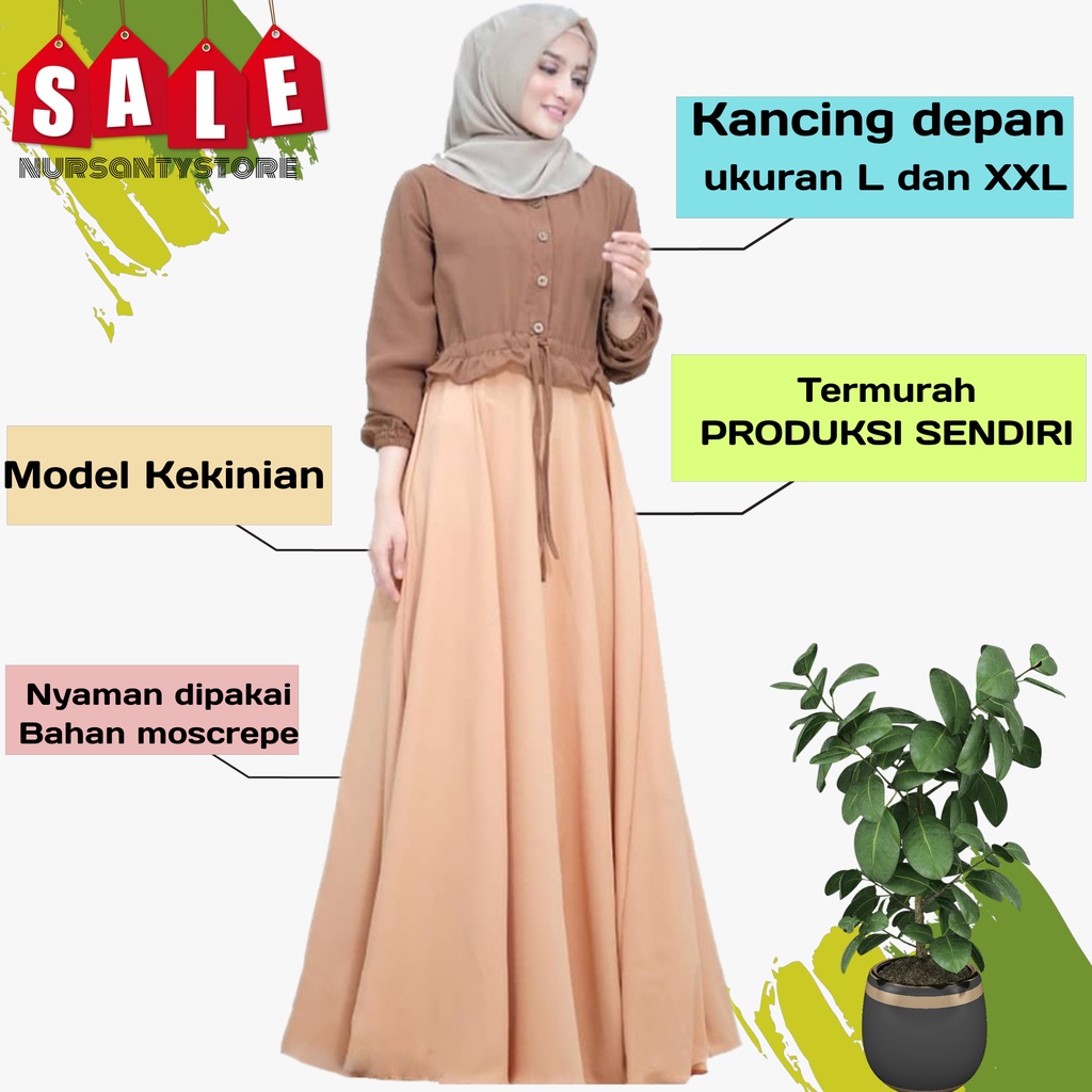 Baju pakaian gamis dress dres abaya fashion drees jubah wanita muslim muslimah remaja ibu hamil busu
