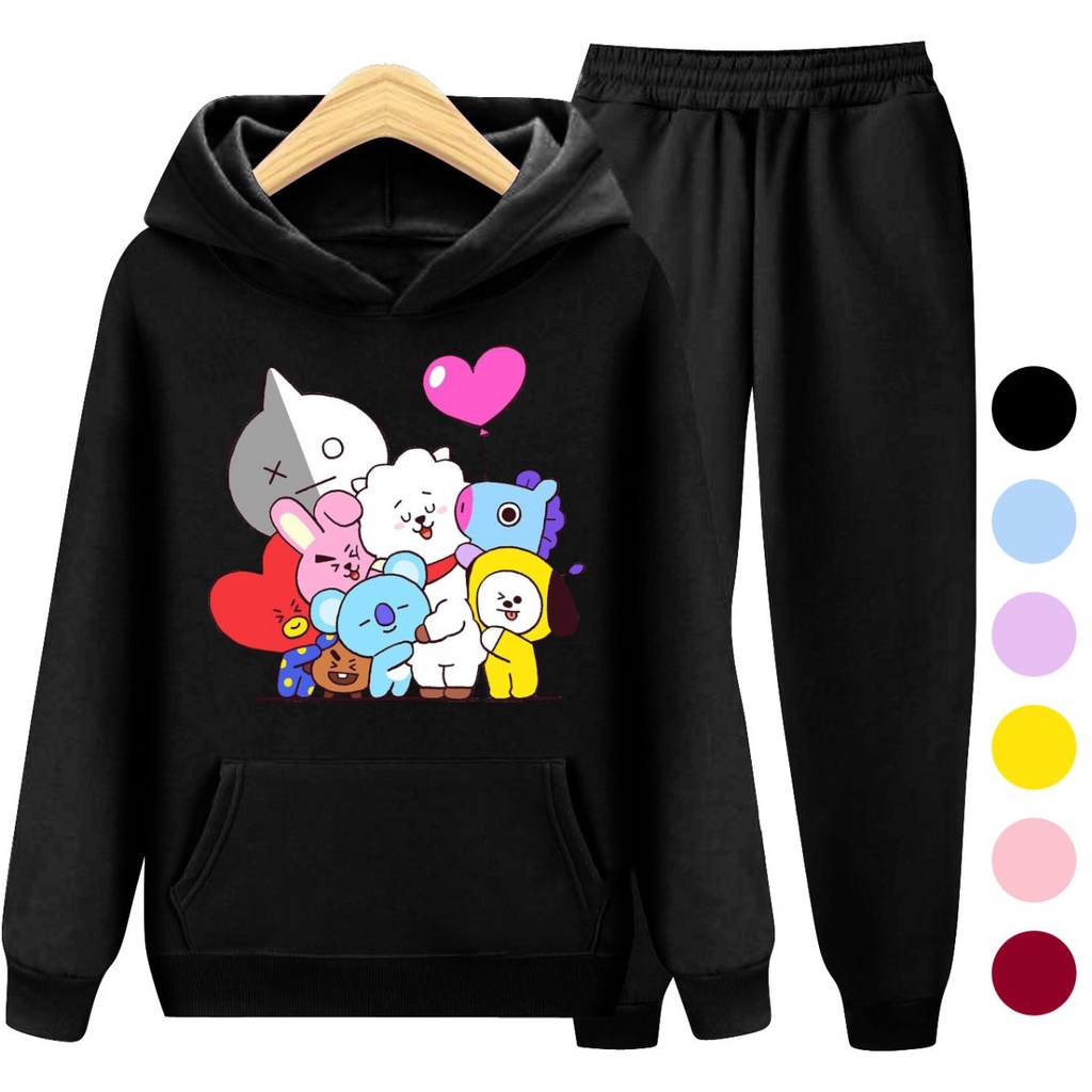 Setelan Anak Sweater Hoodie BT21 / Sweater Anak Perempuan Baju Jaket Korea Kekinian