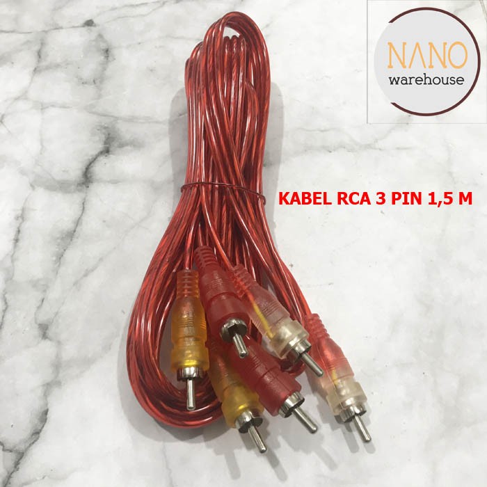 Kabel AV RCA Audio Video 3-3 Pin 1,5 Meter Transparan