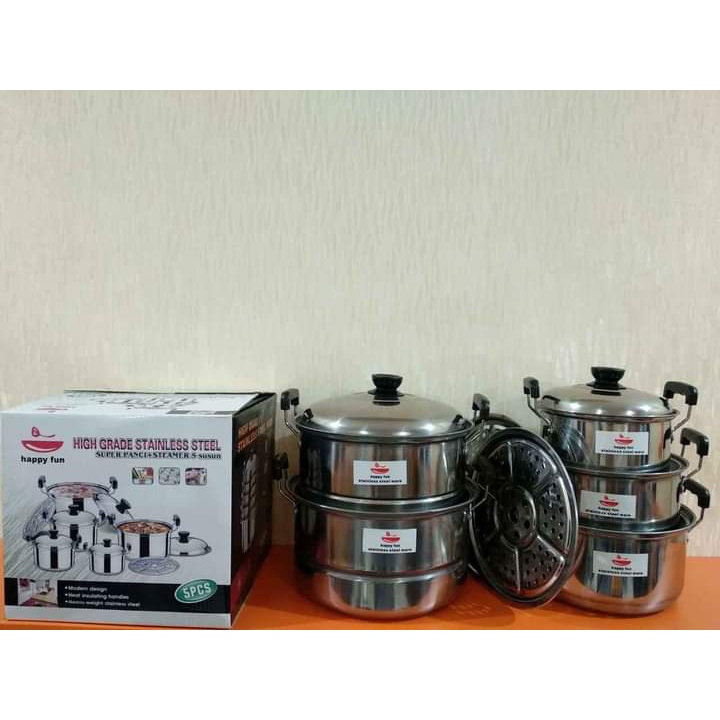 PANCI SET 5 SUSUN + STEAMER / PANCI SUSUN TUTUP STAINLESS