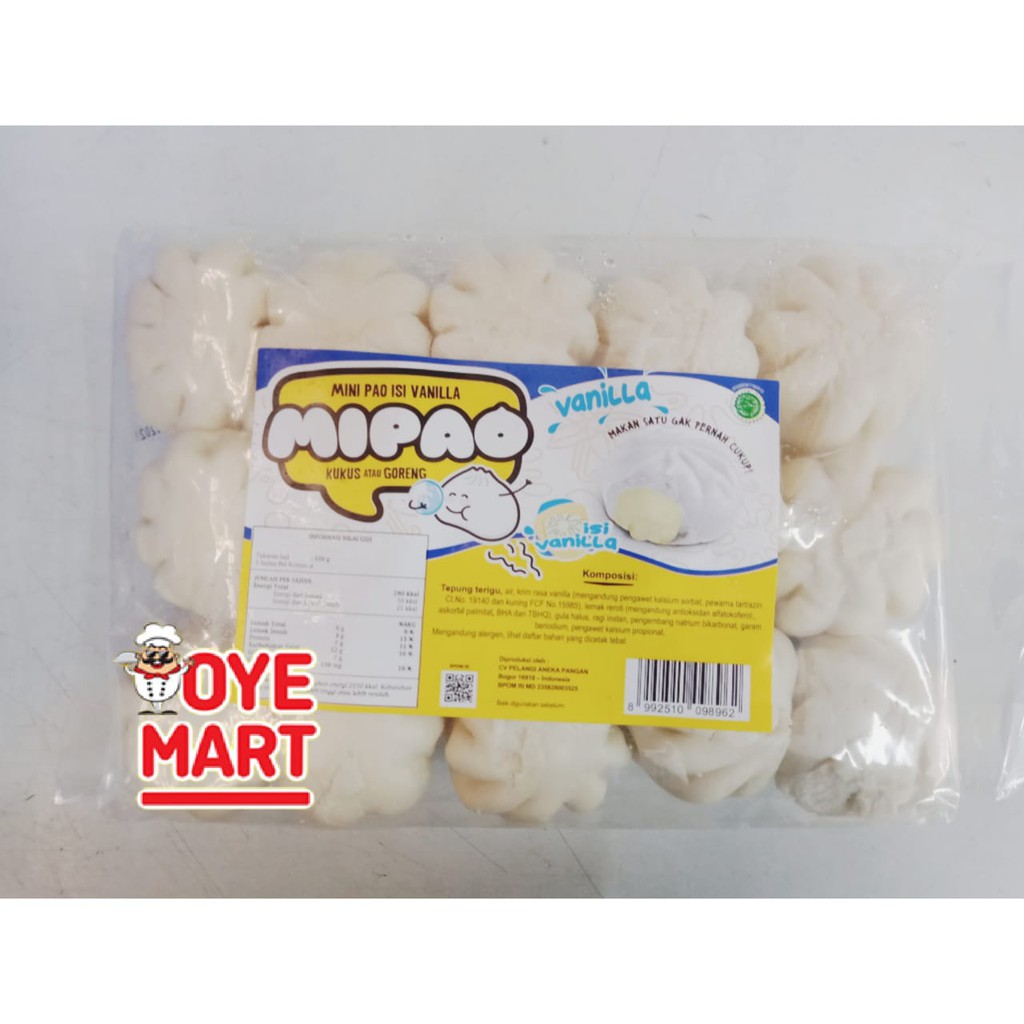 MIPAO RASA VANILLA 510GR ISI 30PCS / BAKPAO / FROZEN FOOD