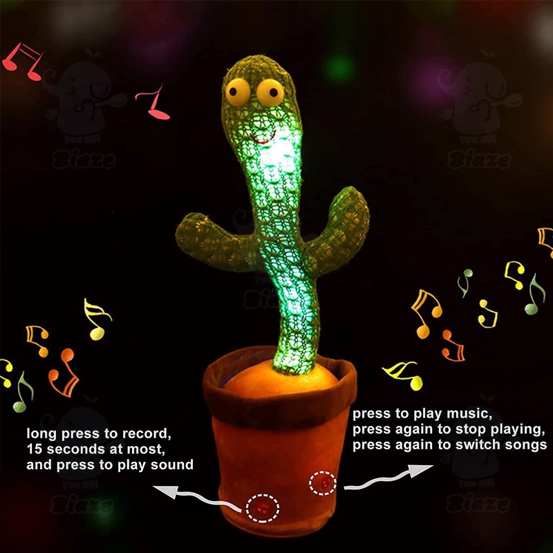 Biaze Cactus Toy Boneka Pintar Kaktus Joget Joged Goyang Bisa Ngomong Rekam Bicara Menari Dance Dancing