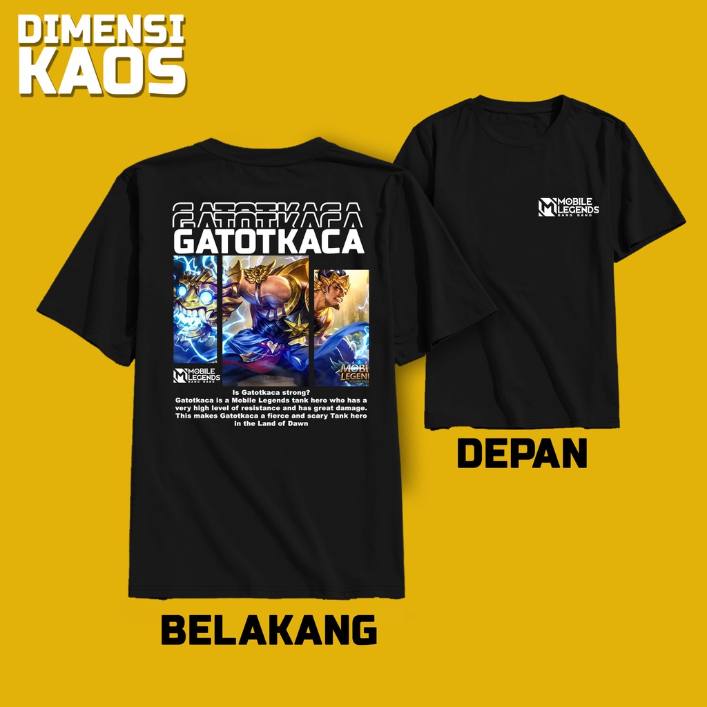 DIMENSI KAOS - Kaos Terbaru Kaos Hero ML Kaos Hero Mobile Legends [Gatot Kaca] Kaos Cotton Combed 30