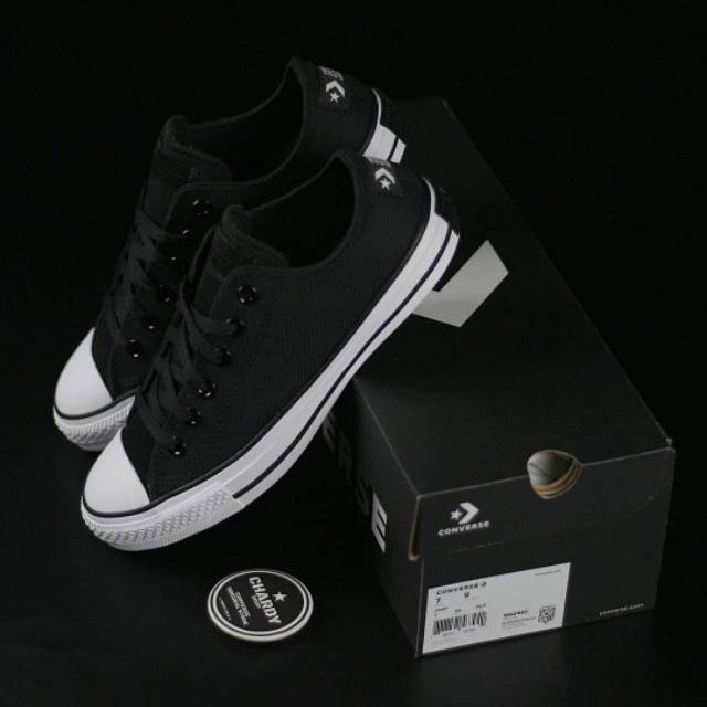 Sepatu Sneakers Pria CONVERSE CT AS Ox Twill-Textile Black White Original 166240C